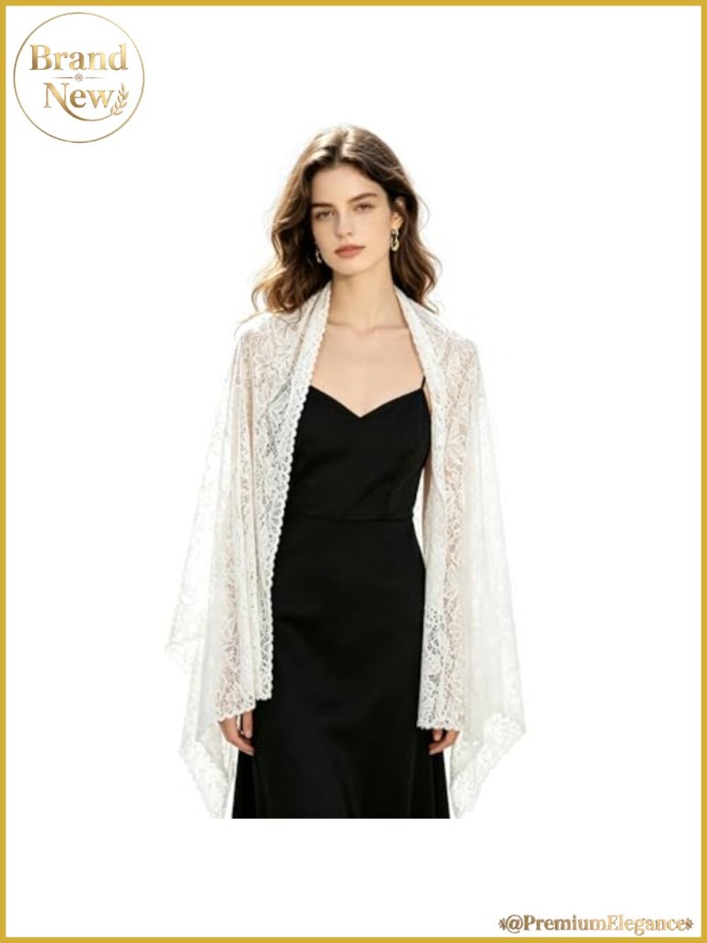 Lace Wrap Shawl Rhinestone Floral Sheer Evening Cover-Up
